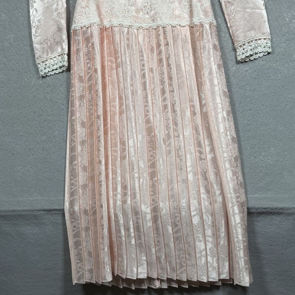 Vintage Scott McClintock Satin Lace Dress Size 8 Pink Victorian Prairie Y2K - Picture 6 of 14